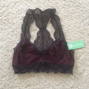 New Honeydew lace racerback halter bra bralette unlined lingerie sexy - Small